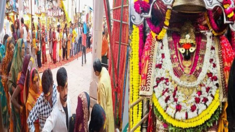 'जय माता दी' के जयकारों से गूंज रहा विंध्याचल धाम, नवरात्रि के नौ दिन चरण स्पर्श पर रोक